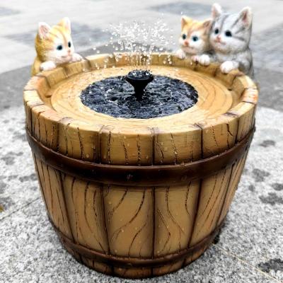 Three cats Solar fountain water Resin crafts Solar panel