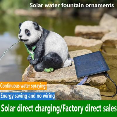 Panda solar fountain water decoration resin crafts animal resin ornaments