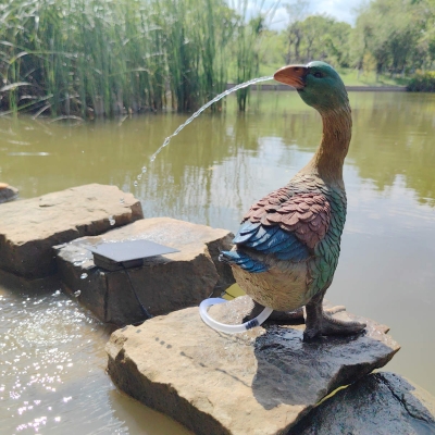 Duck solar fountain water decoration resin crafts animal resin ornaments