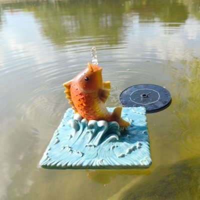 Surfing carp sloar floating  fountain water resin crafts animal resin ornaments