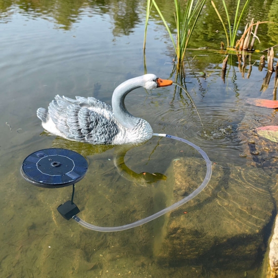 Swan sloar floating  fountain Water Flow with Solar Panel