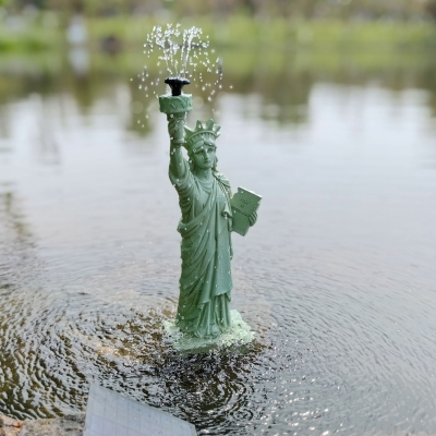 Statue of Liberty SolarFountainWater with solar panel