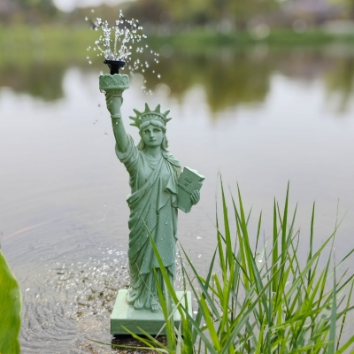 Statue of Liberty SolarFountainWater with solar panel