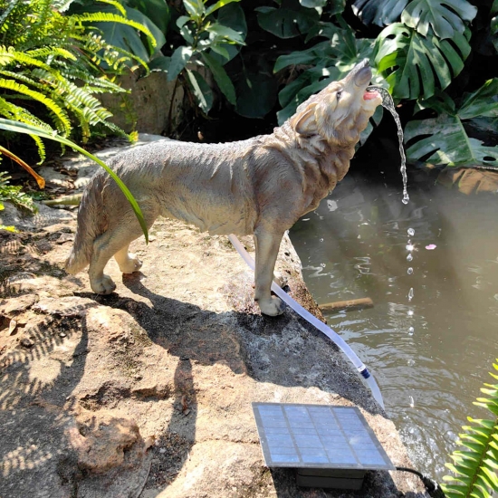 Wolf Solar Fountain Water Flow with Solar Panel