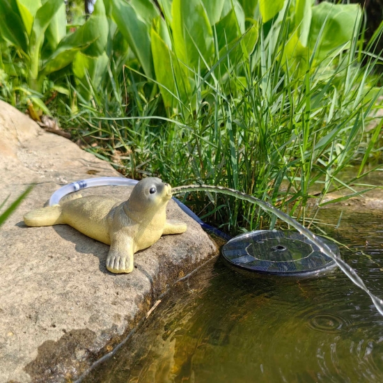 Sea Lion Solar Fountain Water with solar panel